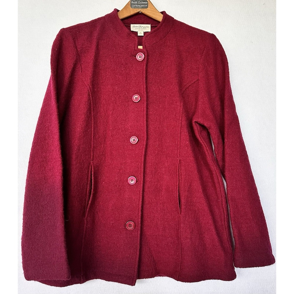 NORM THOMPSON Wool Jacket Blazer sweater Pockets Redish Purple Women's M